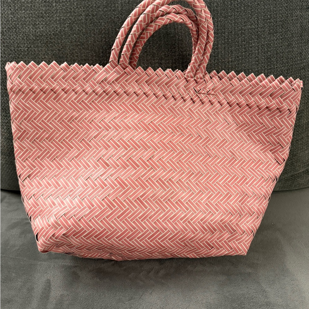 Pink Woven Tote Bag
